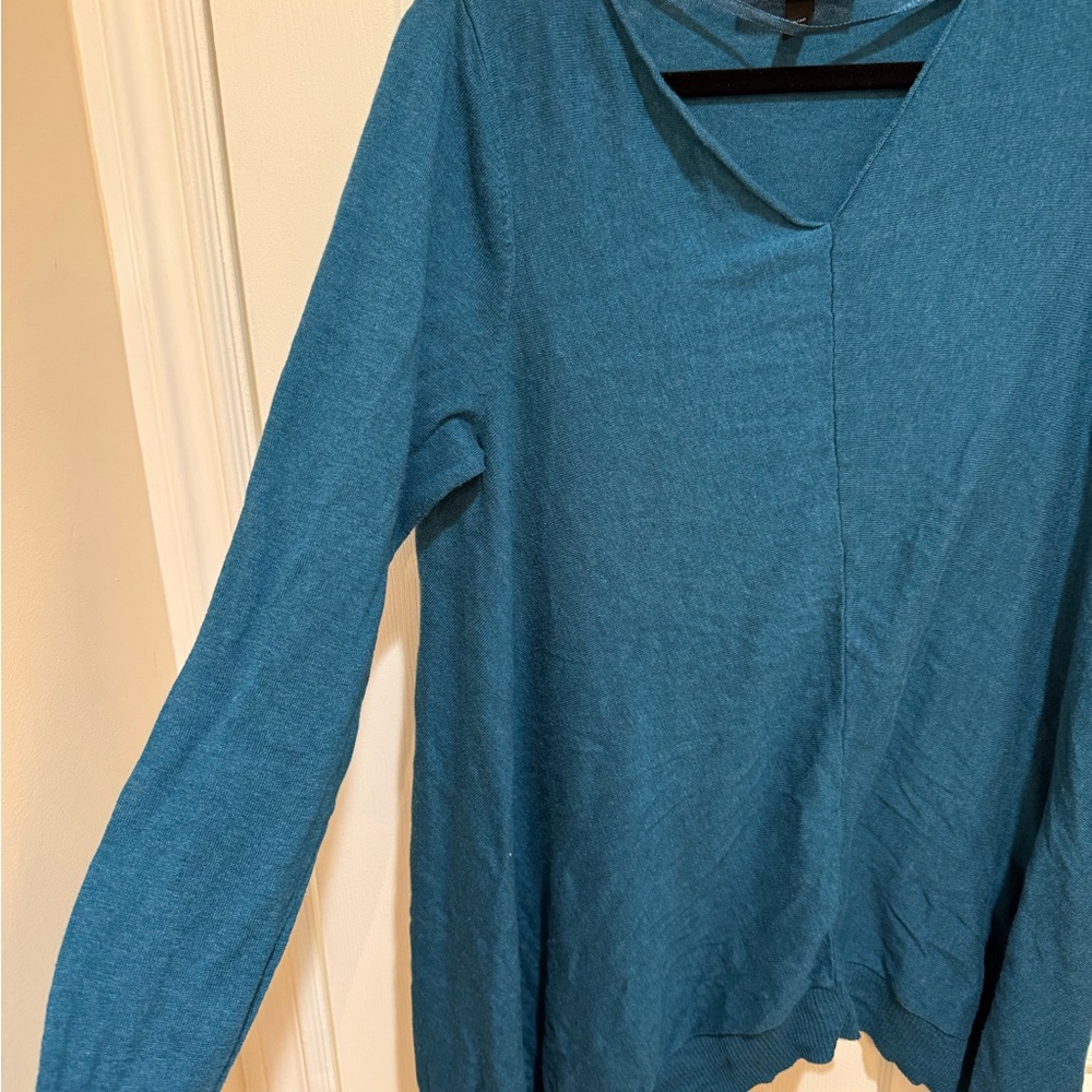 Lane Bryant Blue Asymmetrical Long Sleeve Tunic - Picture 3 of 6